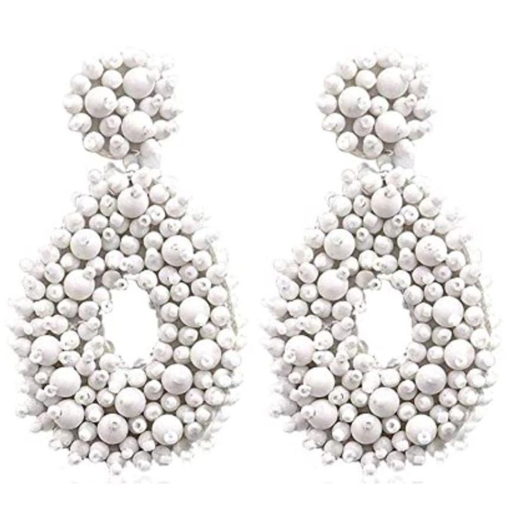 Statement Drop Earrings - Bohemian Beaded Teardrop Dangle Earrings Gift for Wome